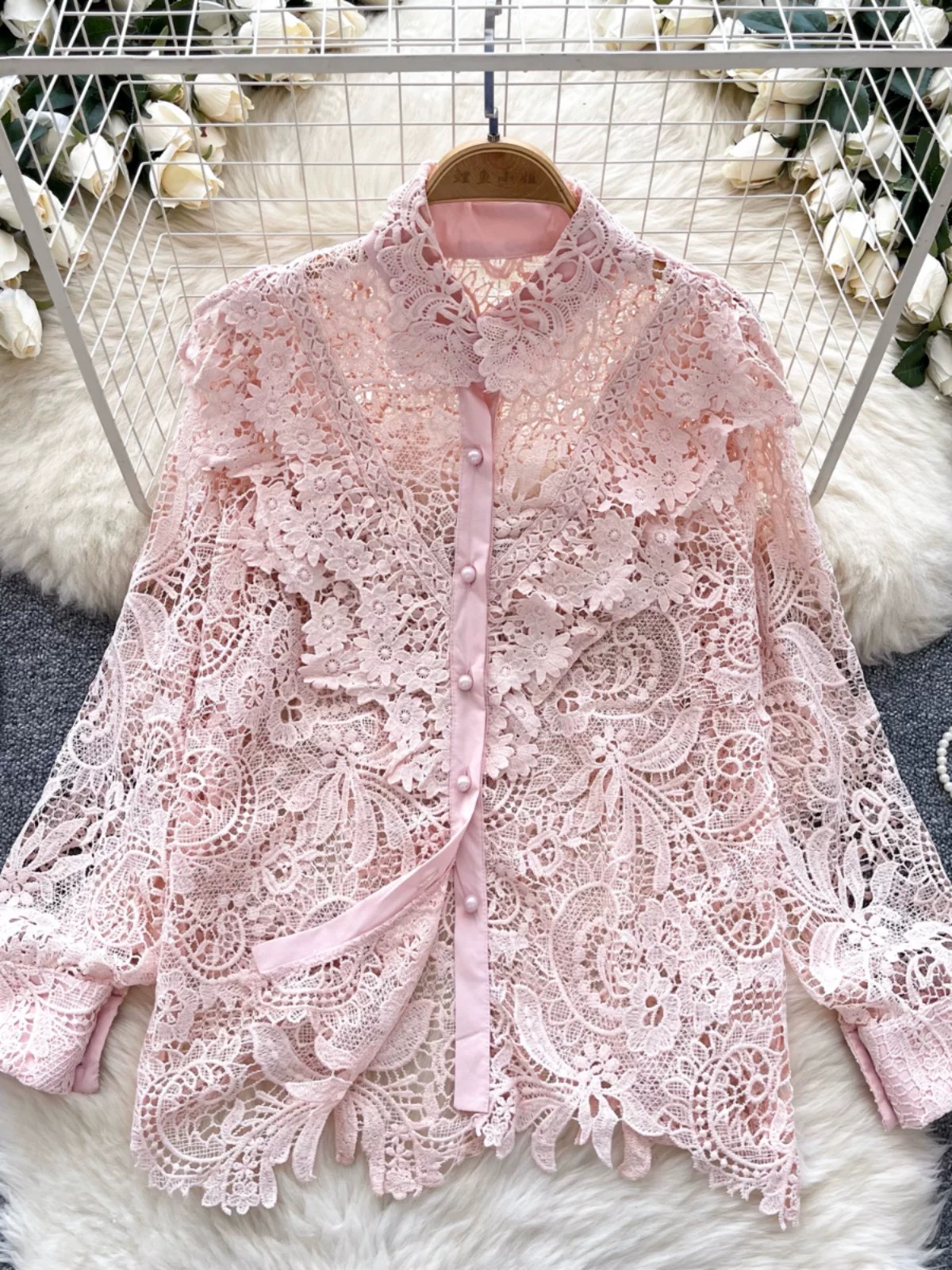 Hot fix lace shirt SH138 images